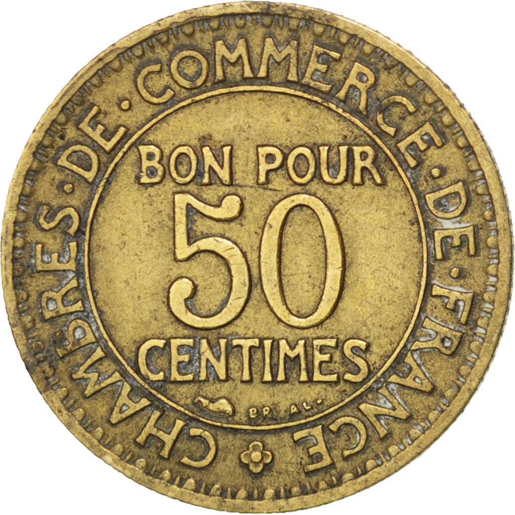 FRANCE, Chambre de commerce, 50 Centimes, 1925, KM #884, EF(40-45),...