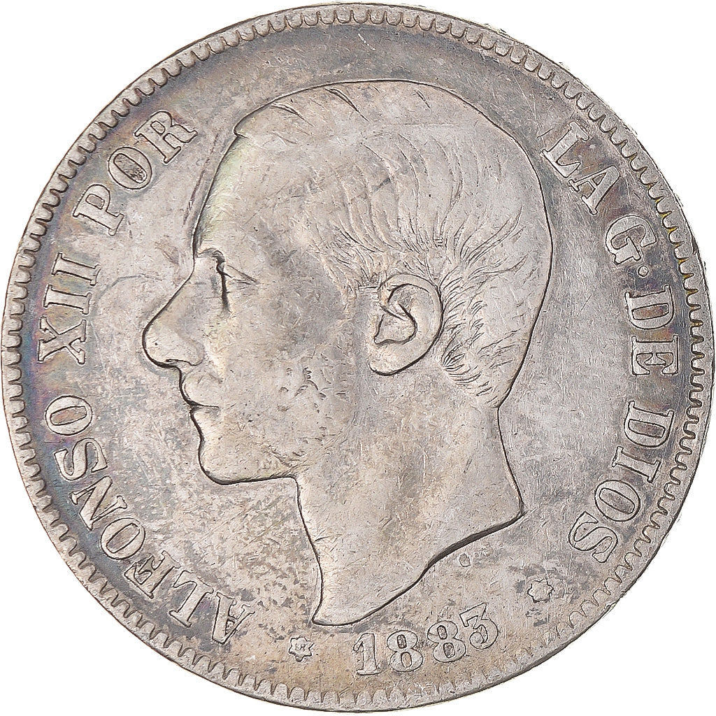 Coin, Spain, Alfonso XII, 5 Pesetas, 1883, Madrid, VF(20-25), Silver, KM:688