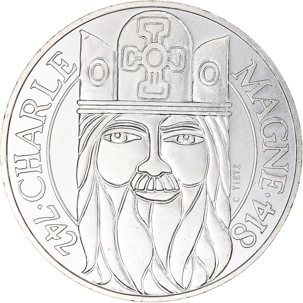 Coin, France, Charlemagne, 100 Francs, 1990, Paris, MS(63), Silver, KM:982