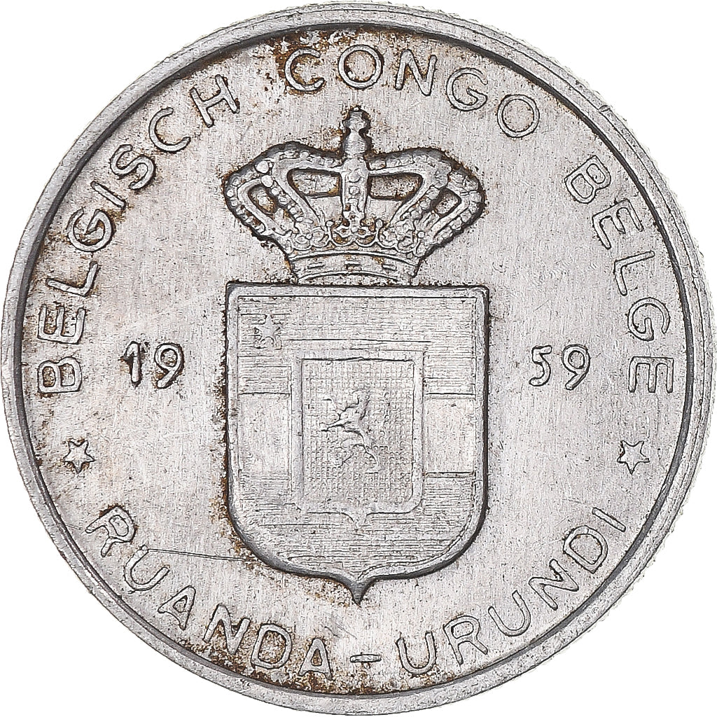 Coin, Belgian Congo, RUANDA-URUNDI, Franc, 1959, EF(40-45), Aluminum, KM:4