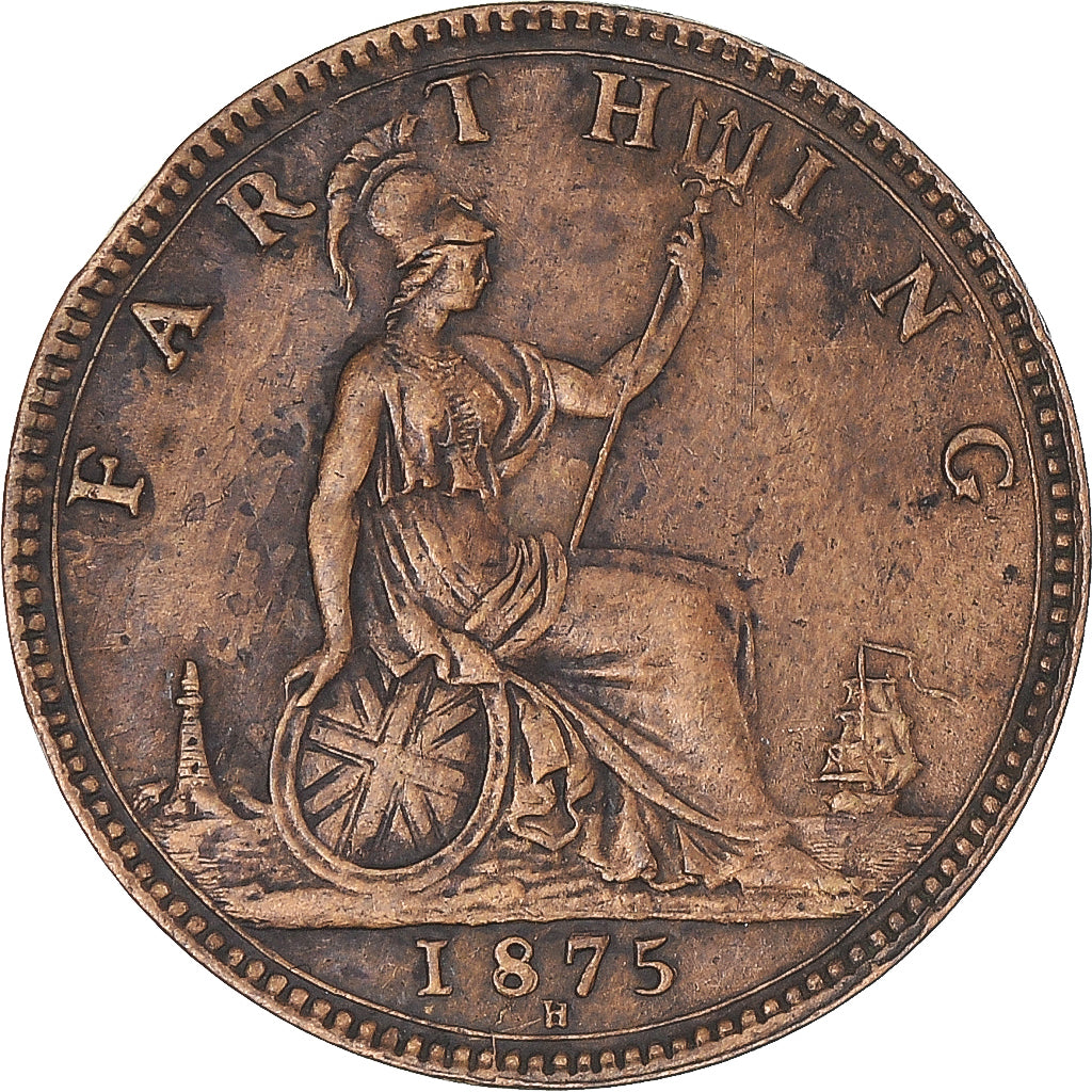 Moneta, Gran Bretagna, Victoria, Farthing, 1875, Heaton, MB, Bronzo, KM:753