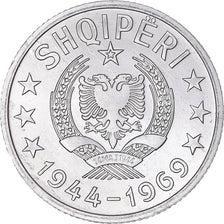 Moeda, Albânia, 10 Qindarka, 1969, MS(63), Alumínio, KM:45
