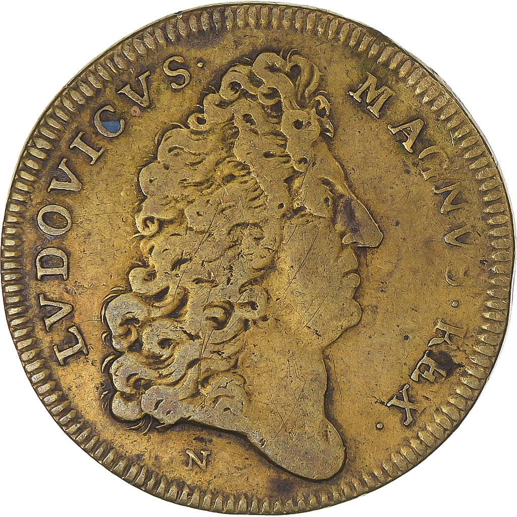 Francja, Token, Ludwik XIV, Ordinaire des Guerres, 1690, VF(30-35), Mosiądz