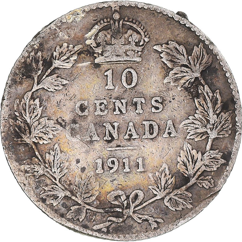 Coin, Canada, George V, 10 Cents, 1911, Royal Canadian Mint, Ottawa, F(12-15)