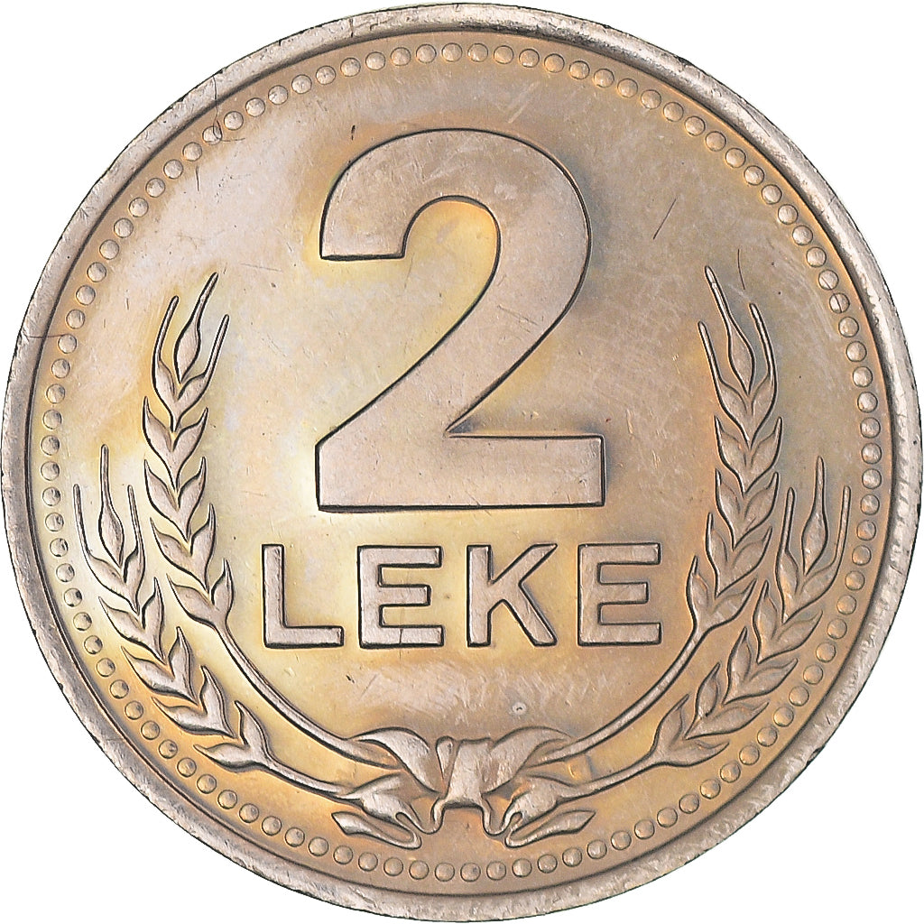 Coin, Albania, 2 Leke, 1989, Rome, MS(65-70), Copper-nickel, KM:73