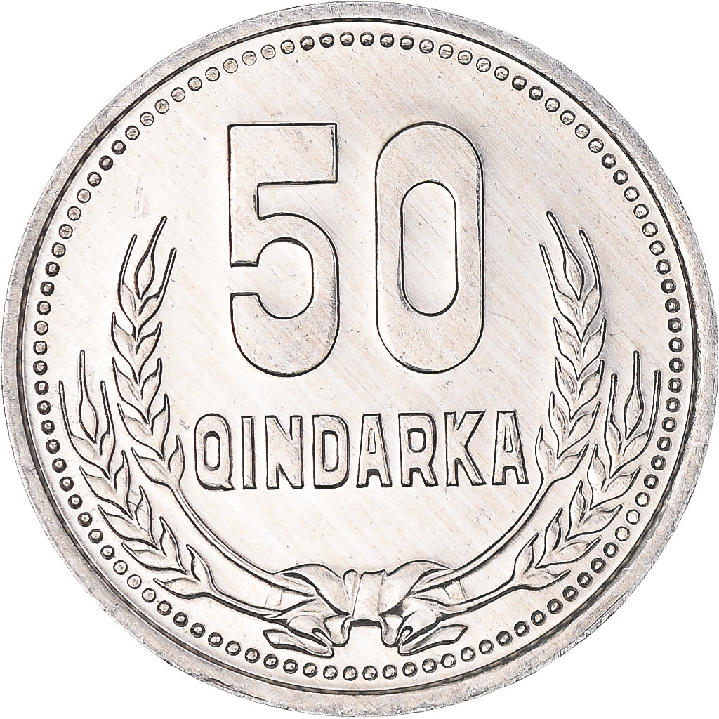 Coin, Albania, 50 Qindarka, 1988, MS(65-70), Aluminum, KM:72