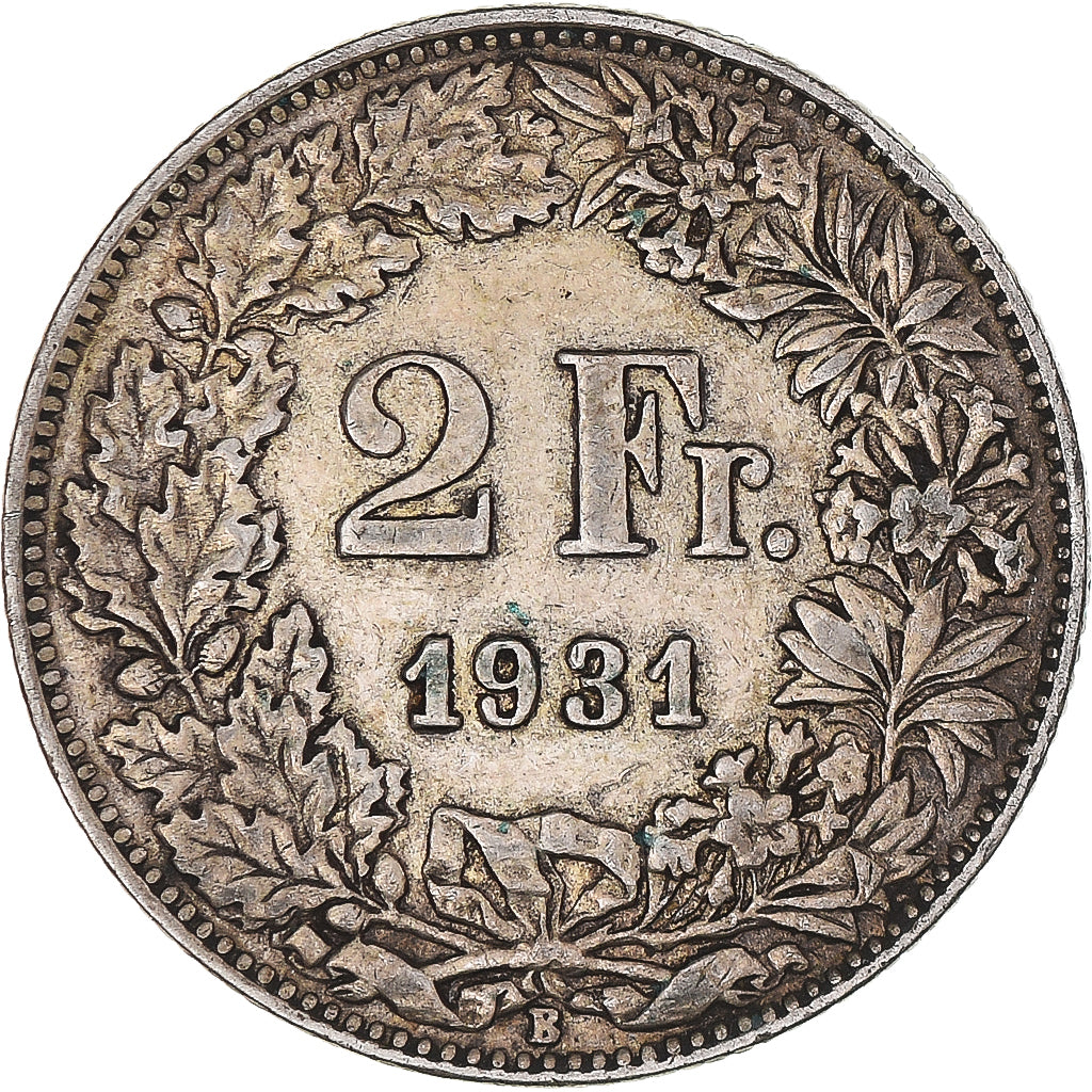 Coin, Switzerland, 2 Francs, 1931, Bern, EF(40-45), Silver, KM:21