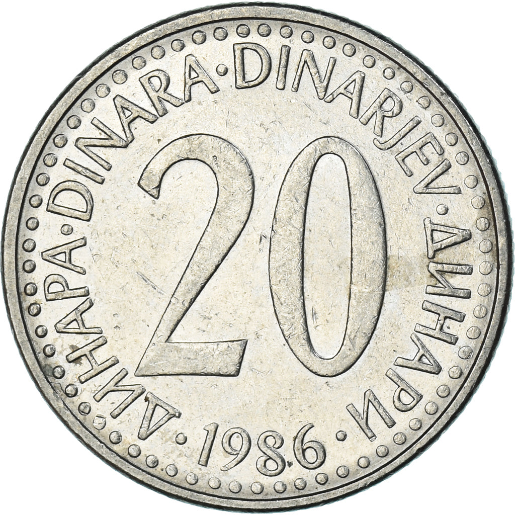 Coin, Yugoslavia, 20 Dinara, 1986