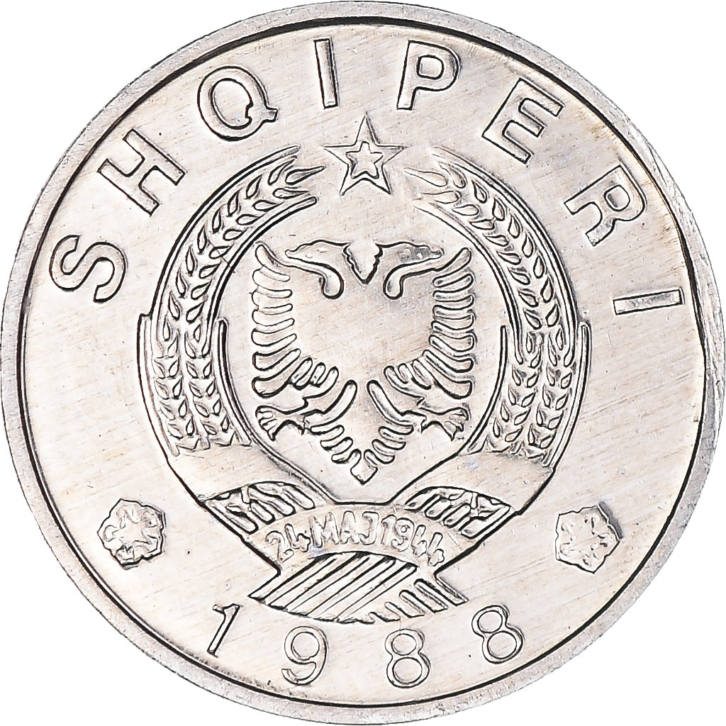 Coin, Albania, 5 Qindarka, 1988, AU(55-58), Aluminum, KM:71