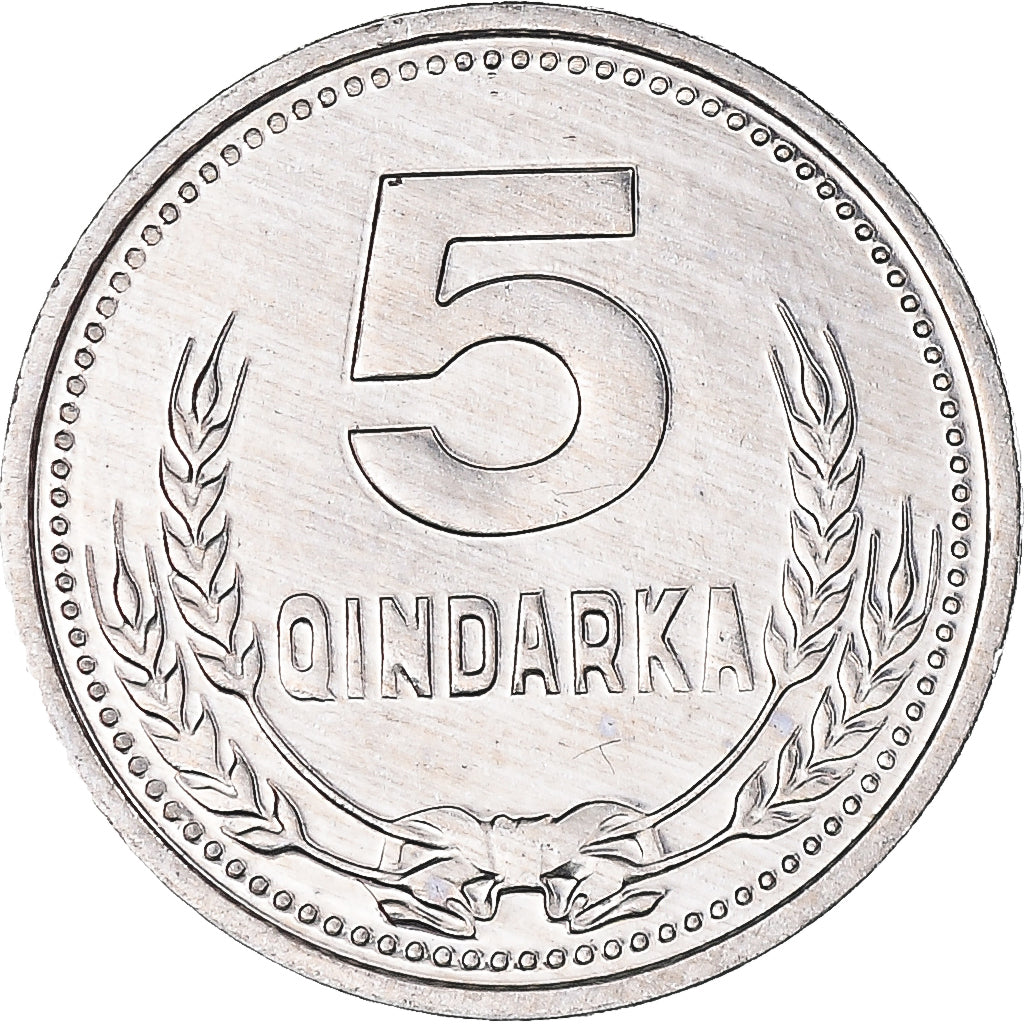 Coin, Albania, 5 Qindarka, 1988, AU(55-58), Aluminum, KM:71