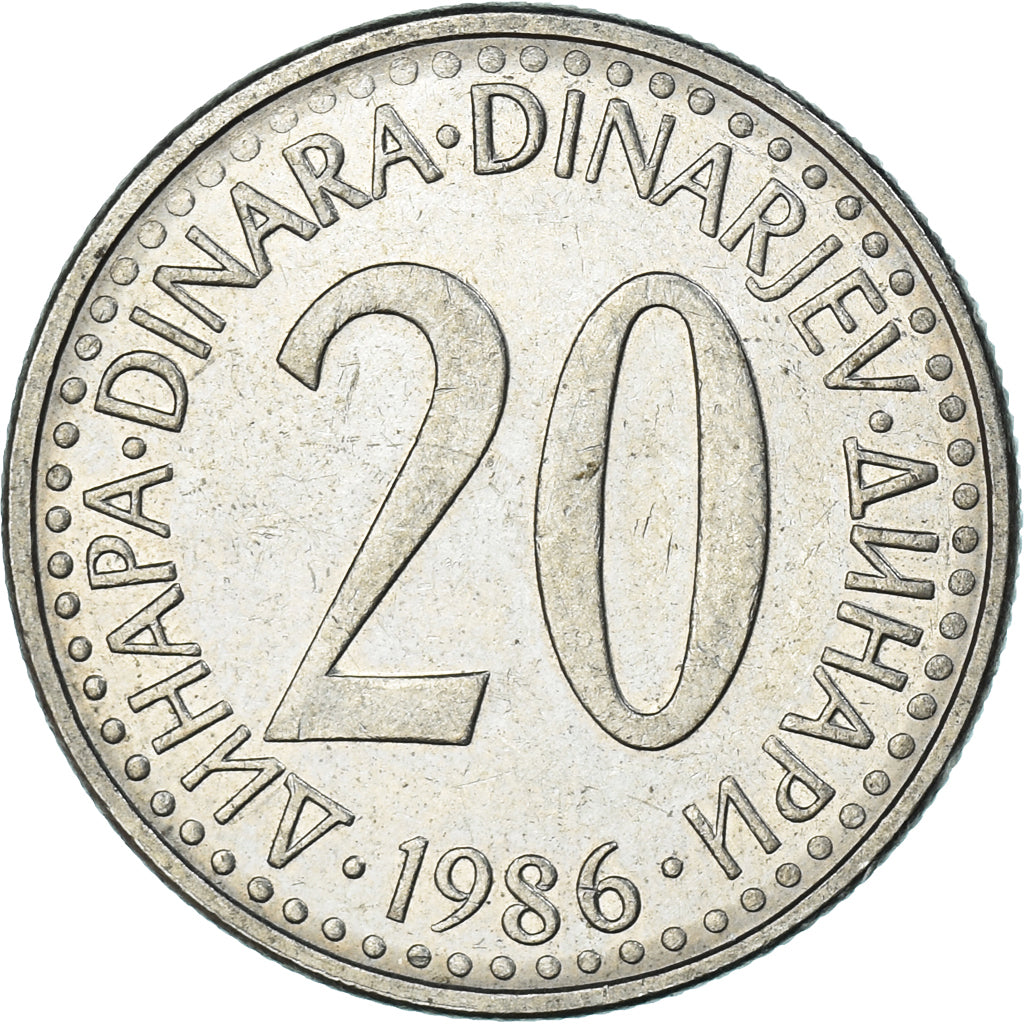 Moeda, Jugoslávia, 20 Dinara, 1986