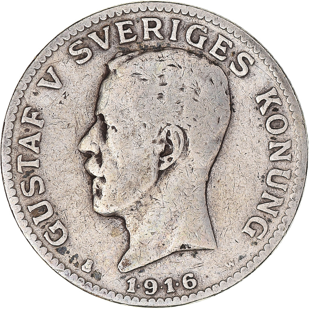 Coin, Sweden, Gustaf V, Krona, 1916, EF(40-45), Silver, KM:786.1