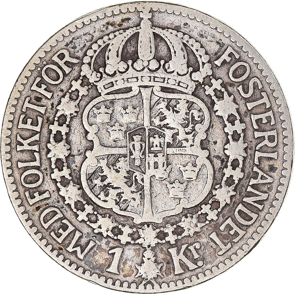 Coin, Sweden, Gustaf V, Krona, 1916, EF(40-45), Silver, KM:786.1