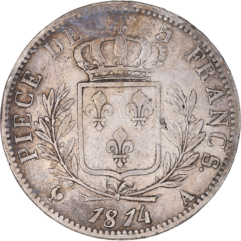 Monnaie, France, Louis XVIII, 5 Francs, 1814, Paris, TB+, Argent, Gadoury:591