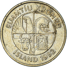 Münze, Iceland, 50 Kronur, 1992