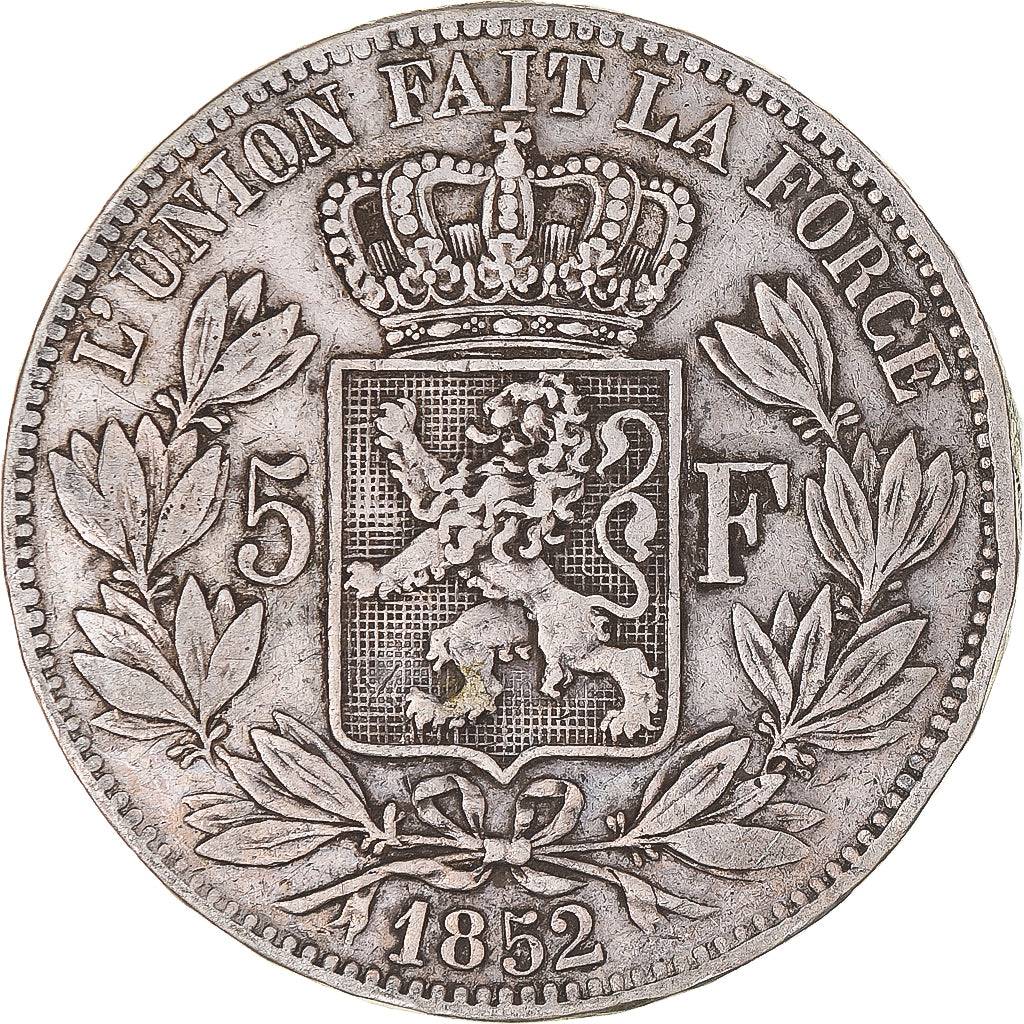 Coin, Belgium, Leopold I, 5 Francs, 1852, EF(40-45), Silver, KM:17