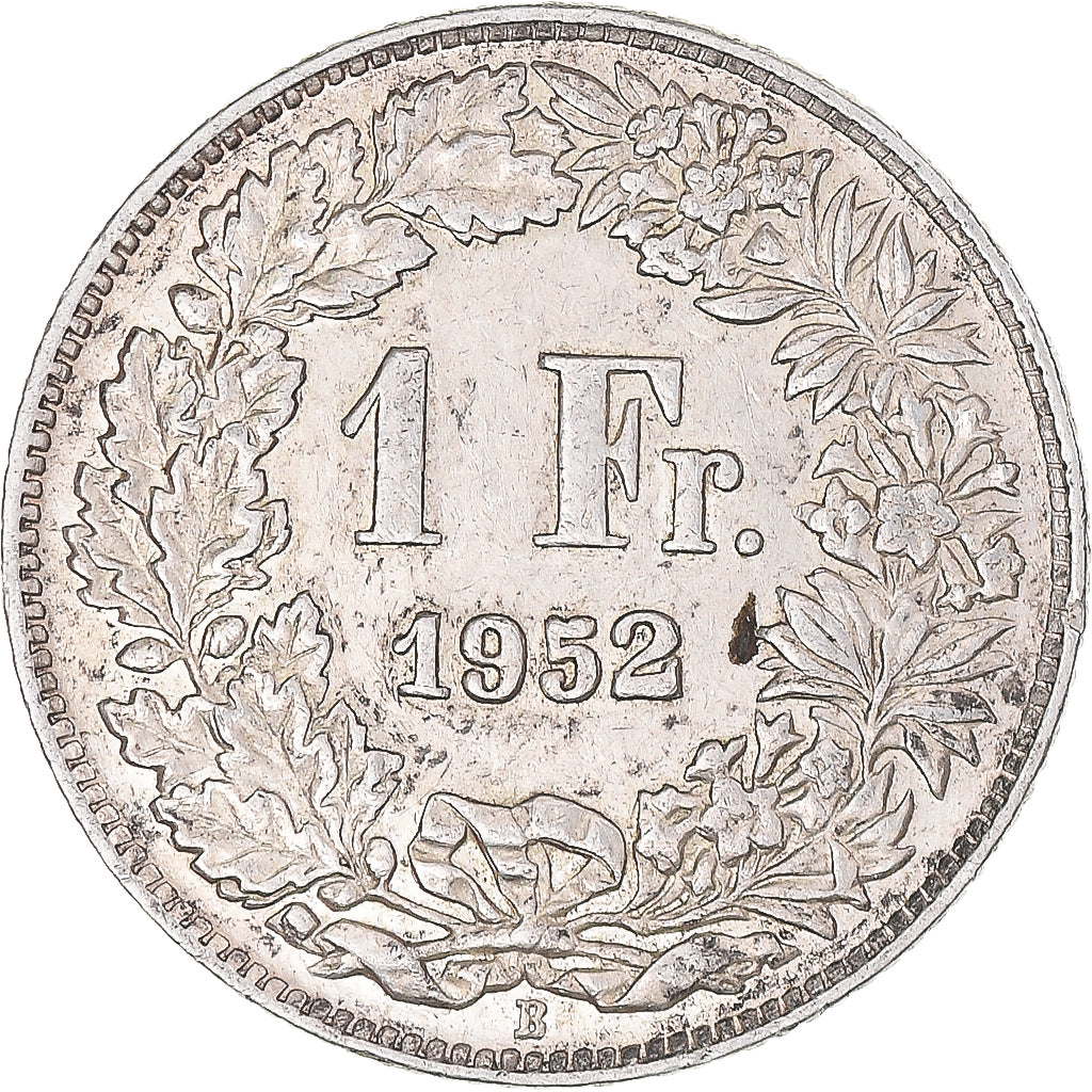 Coin, Switzerland, Franc, 1952, Bern, AU(50-53), Silver, KM:24