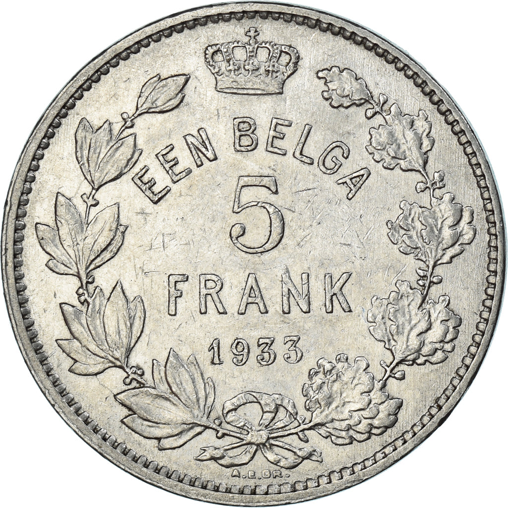 Moneta, Belgio, 5 Francs, 5 Frank, 1933