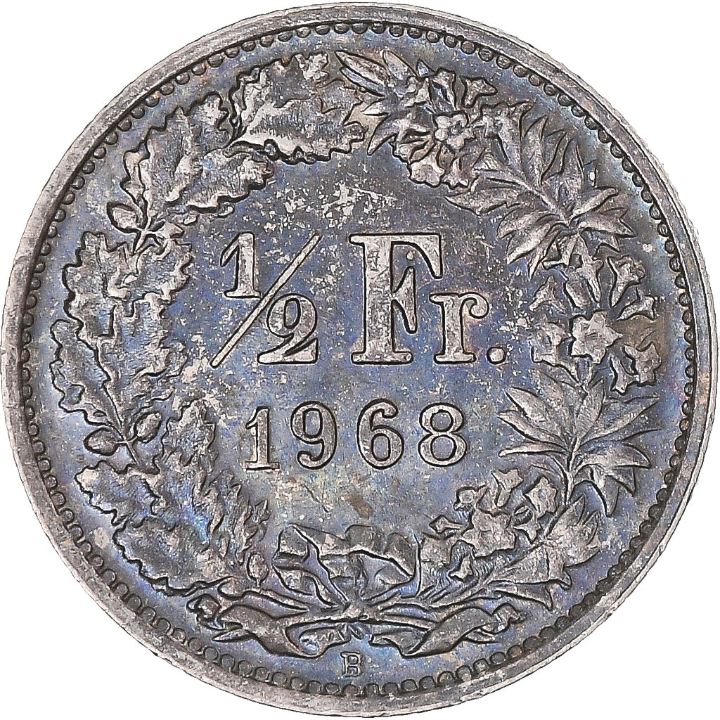 Moneta, Svizzera, 1/2 Franc, 1968, Bern, BB, Rame-nichel, KM:23a.1