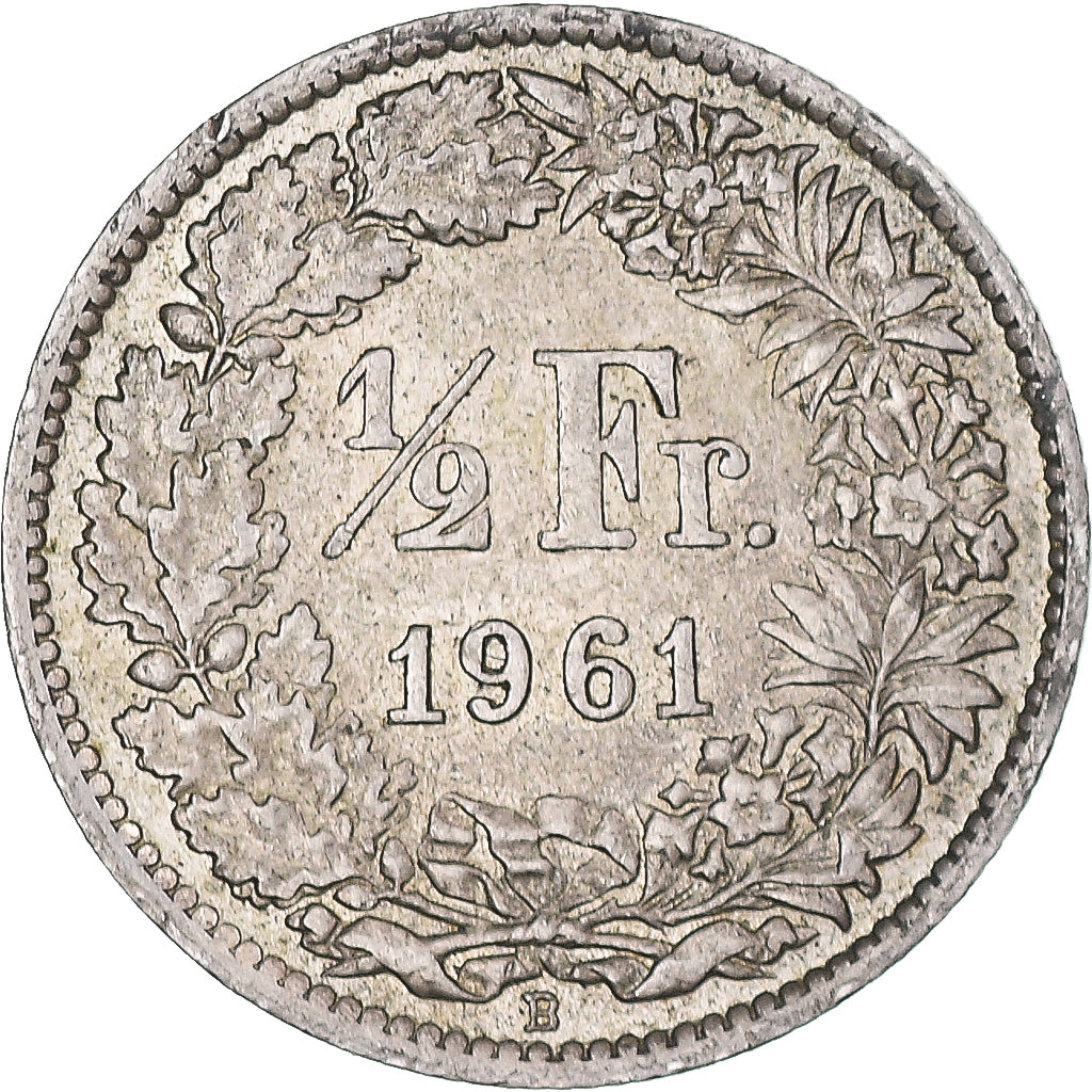 Coin, Switzerland, 1/2 Franc, 1961, Bern, AU(55-58), Silver, KM:23