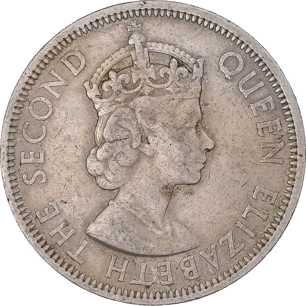 Coin, Seychelles, 1/2 Rupee, 1970, British Royal Mint, VF(30-35), Copper-nickel