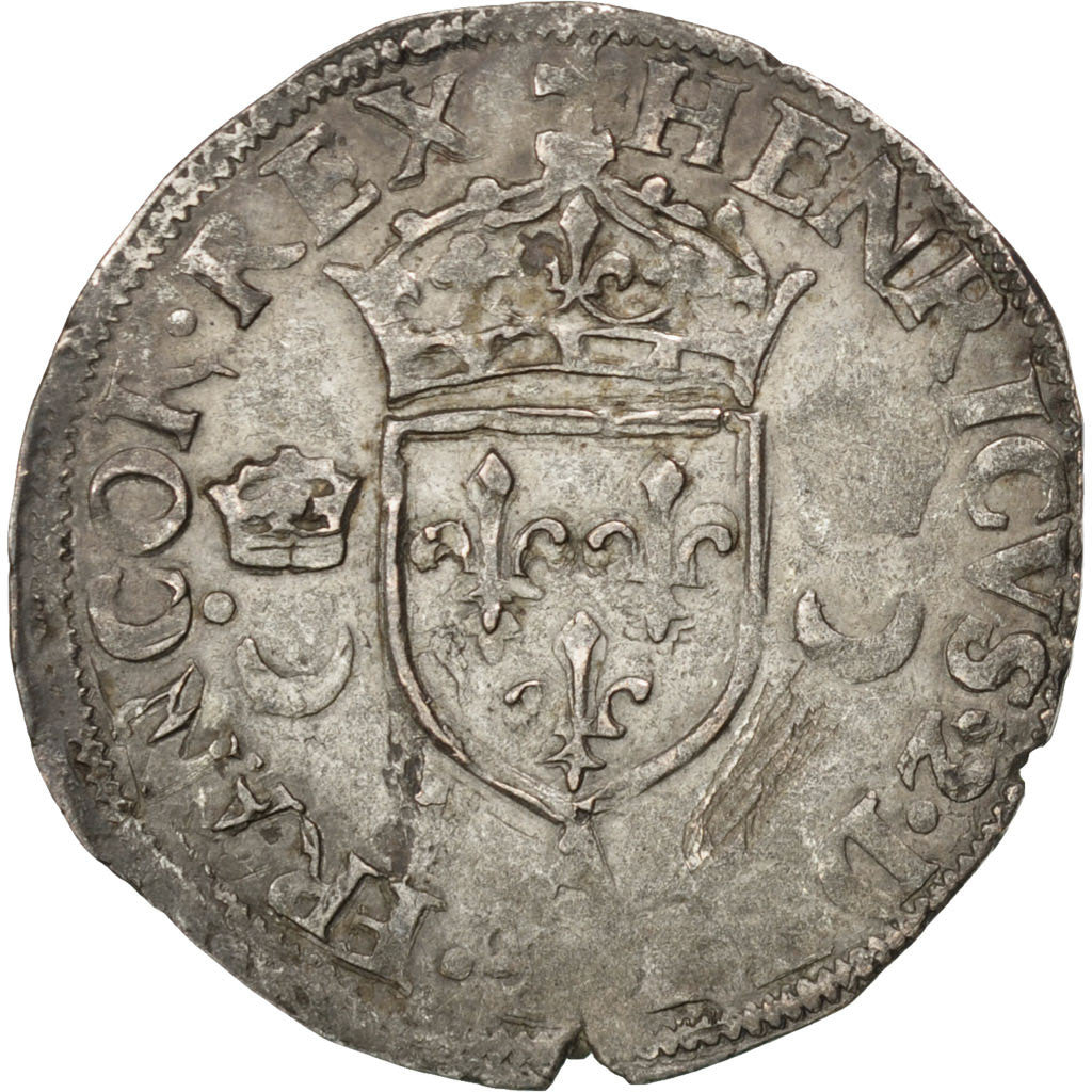 FRANCE, Douzain aux croissants, 1558, Paris, VF(20-25), Billon, Sombart #4380,..