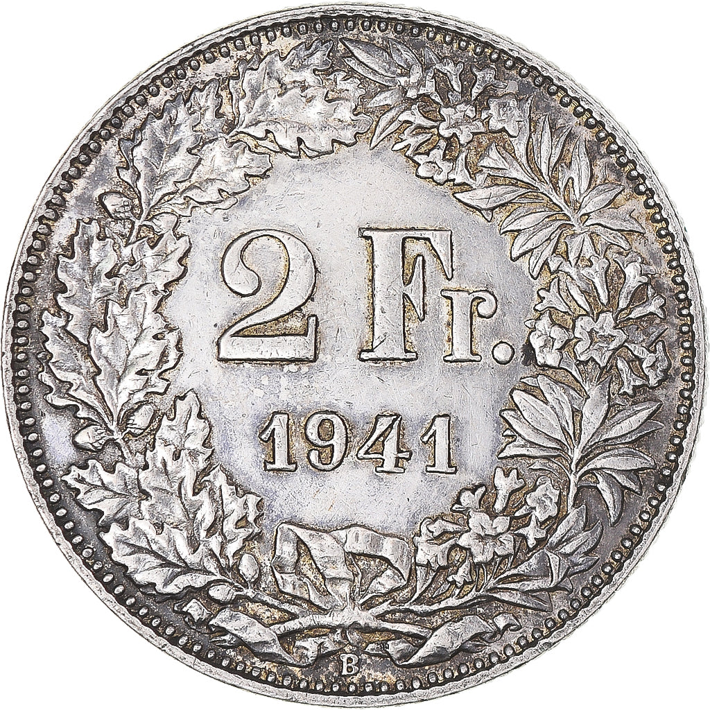 Moneda, Suiza, 2 Francs, 1941, Bern, EBC, Plata, KM:21