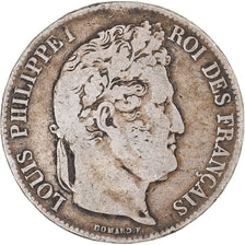 Moneta, Francia, Louis-Philippe, 5 Francs, 1840, Rouen, B+, Argento, KM:749.2