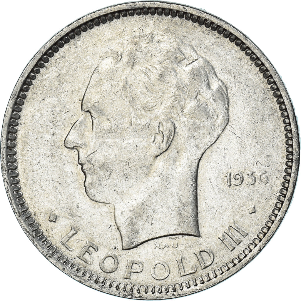 Monnaie, Belgique, 5 Francs, 5 Frank, 1936