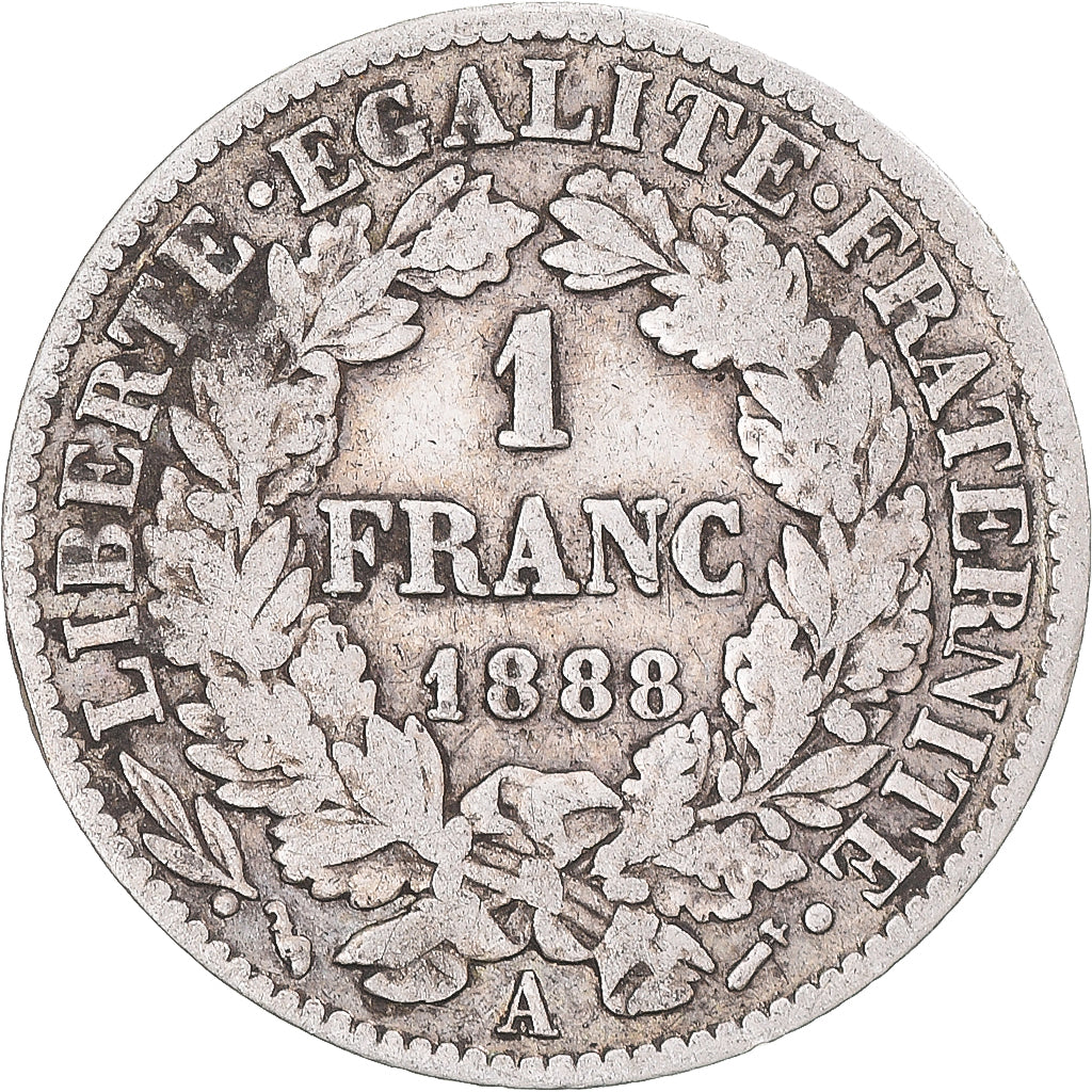 Monnaie, France, Cérès, Franc, 1888, Paris, TB+, Argent, Gadoury:465a