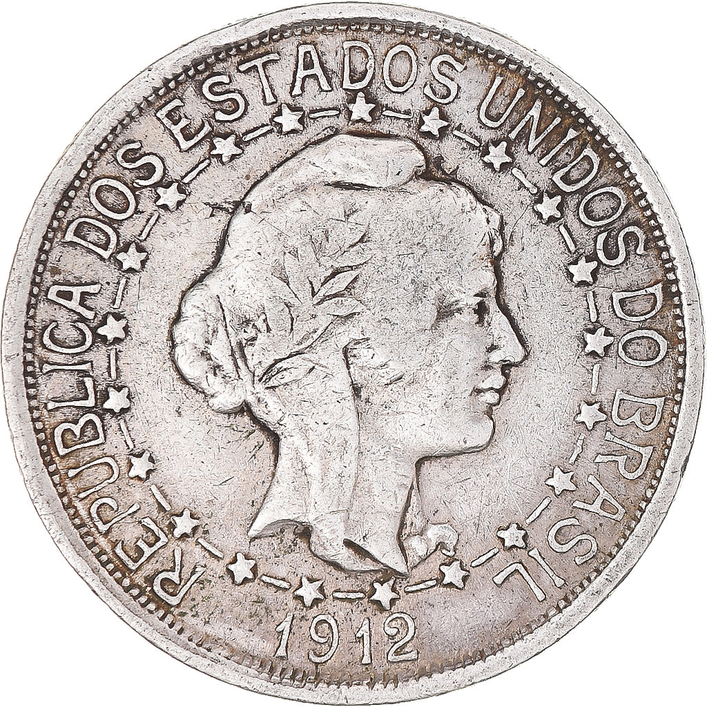 Coin, Brazil, 1000 Reis, 1912, EF(40-45), Silver, KM:510