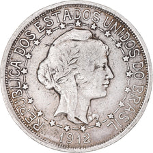Coin, Brazil, 1000 Reis, 1912, EF(40-45), Silver, KM:510