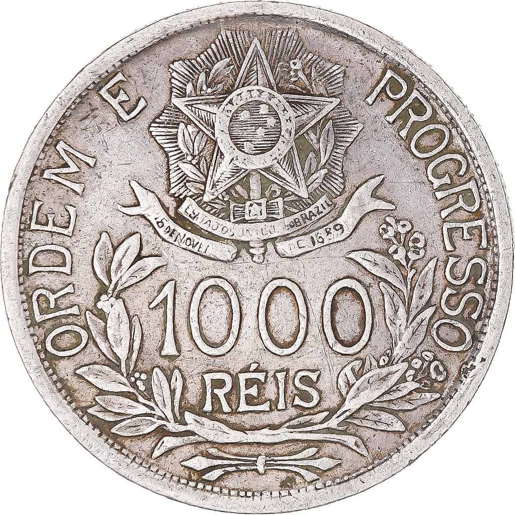 Coin, Brazil, 1000 Reis, 1912, EF(40-45), Silver, KM:510