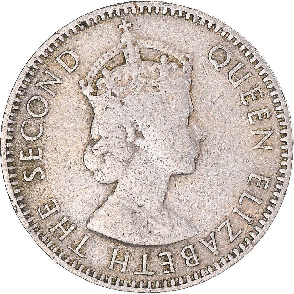 Coin, Mauritius, Elizabeth II, 1/4 Rupee, 1960, EF(40-45), Copper-nickel, KM:36