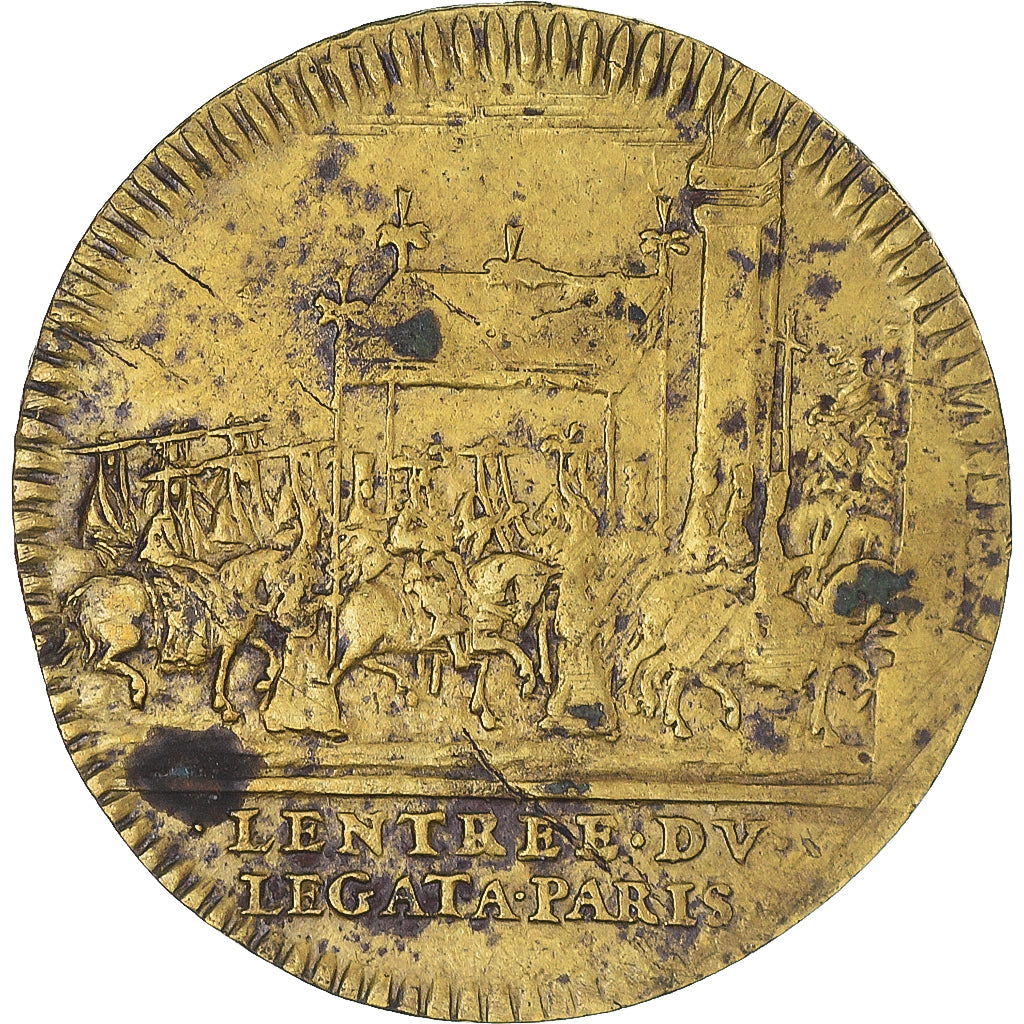 France, Jeton, Royal, Louis XIV, Entrée du légat à Paris, TB+, Laiton