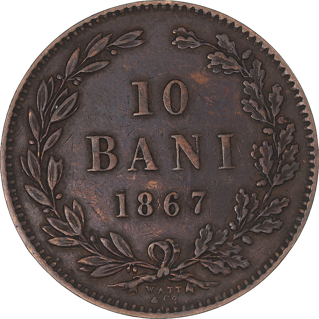 Monnaie, Roumanie, Carol I, 10 Bani, 1867, TTB, Cuivre, KM:4.2