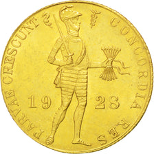 Netherlands, Ducat, 1928, Utrecht, KM #83.1a, AU(55-58), Gold, 3.49