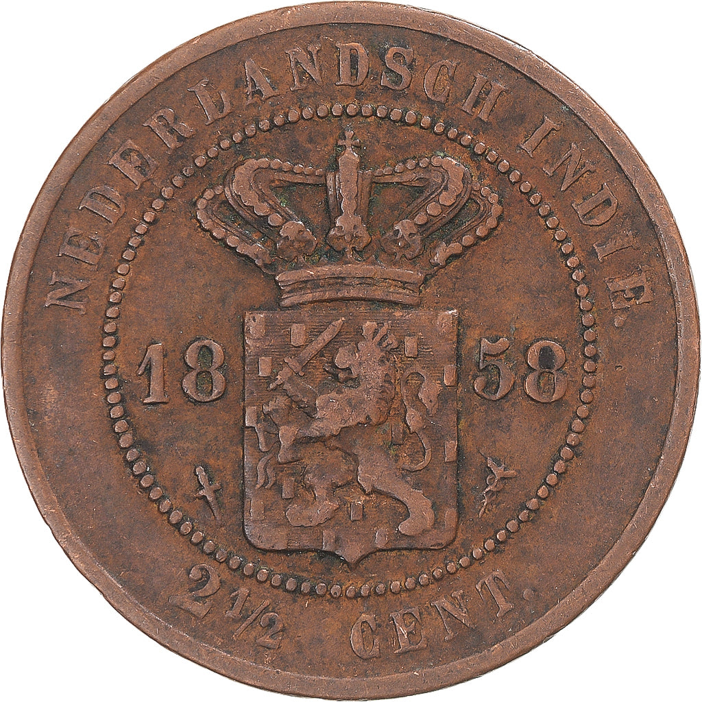 Coin, NETHERLANDS EAST INDIES, Wilhelmina I, 2-1/2 Cents, 1858, Utrecht