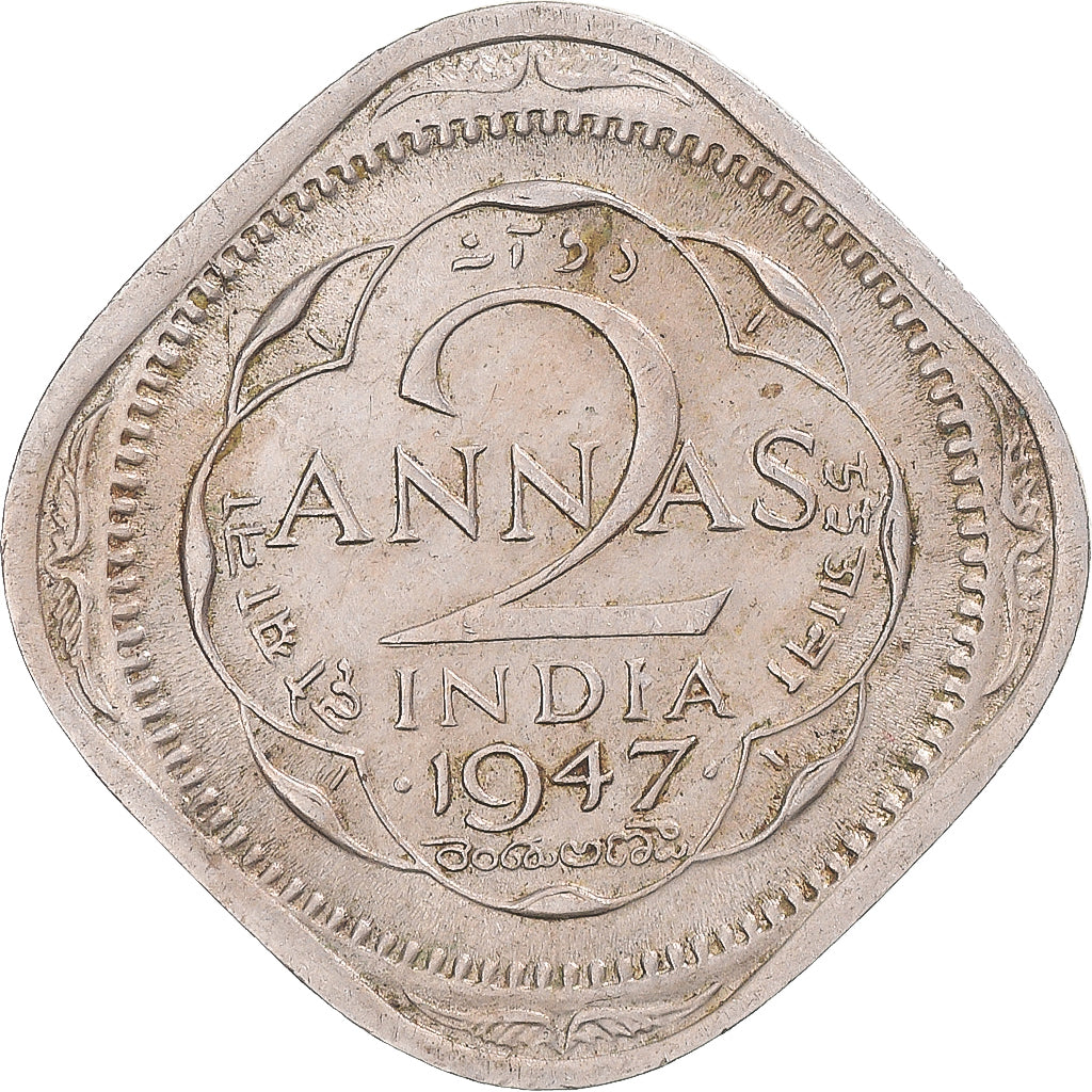 Münze, INDIA-BRITISH, George VI, 2 Annas, 1947, SS, Kupfer-Nickel, KM:542