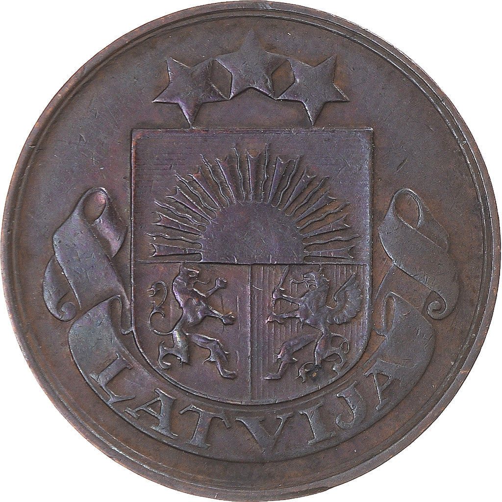 Coin, Latvia, 2 Santimi, 1922, VF(30-35), Bronze, KM:2