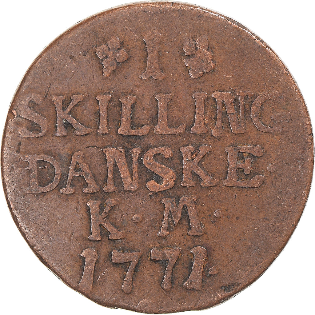 Coin, Denmark, Christian VII, Skilling, 1771, VF(30-35), Copper, KM:616.1