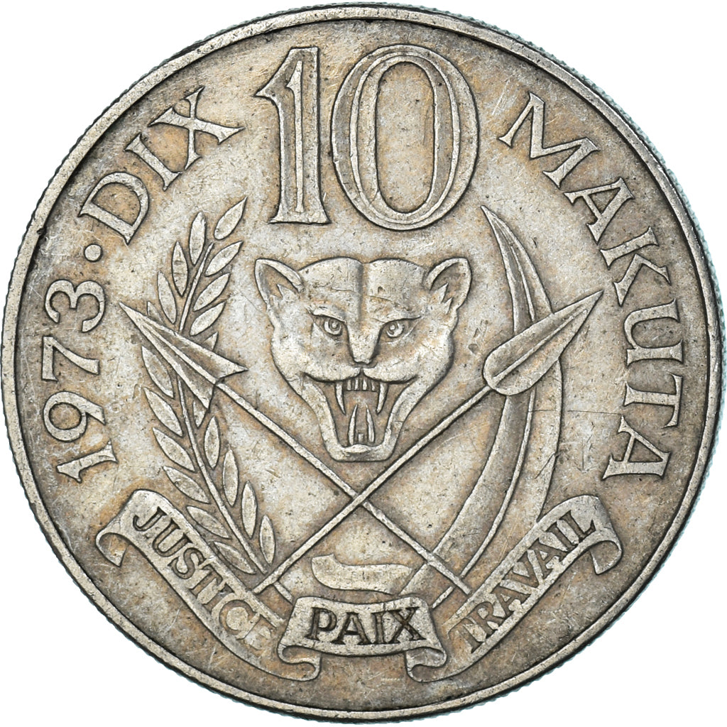 Moneta, Zaire, 10 Makuta, 1973