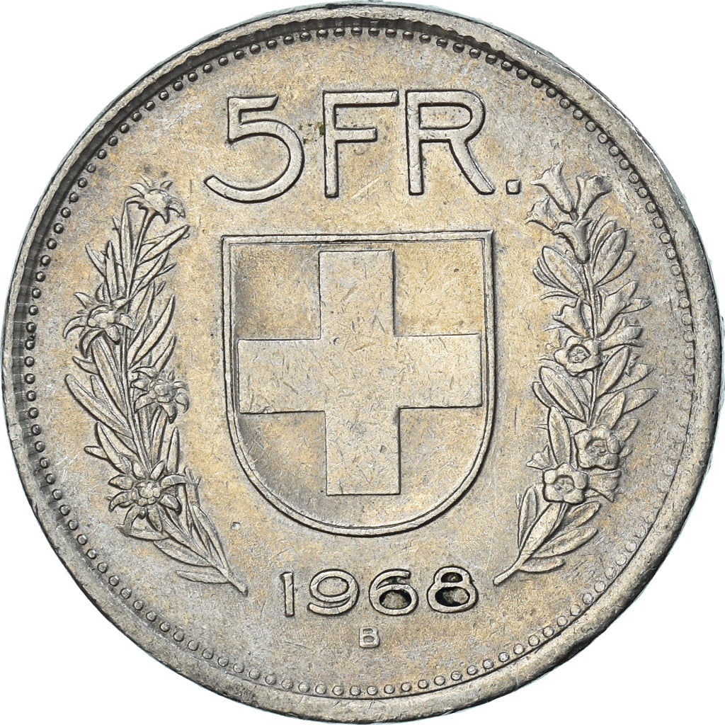 Moeda, Suíça, 5 Francs, 1968
