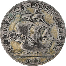 Coin, Portugal, 5 Escudos, 1951, VF(30-35), Silver, KM:581