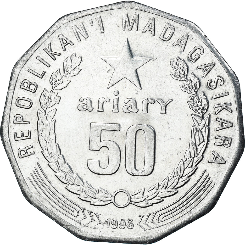 Coin, Madagascar, 50 Ariary, 1996