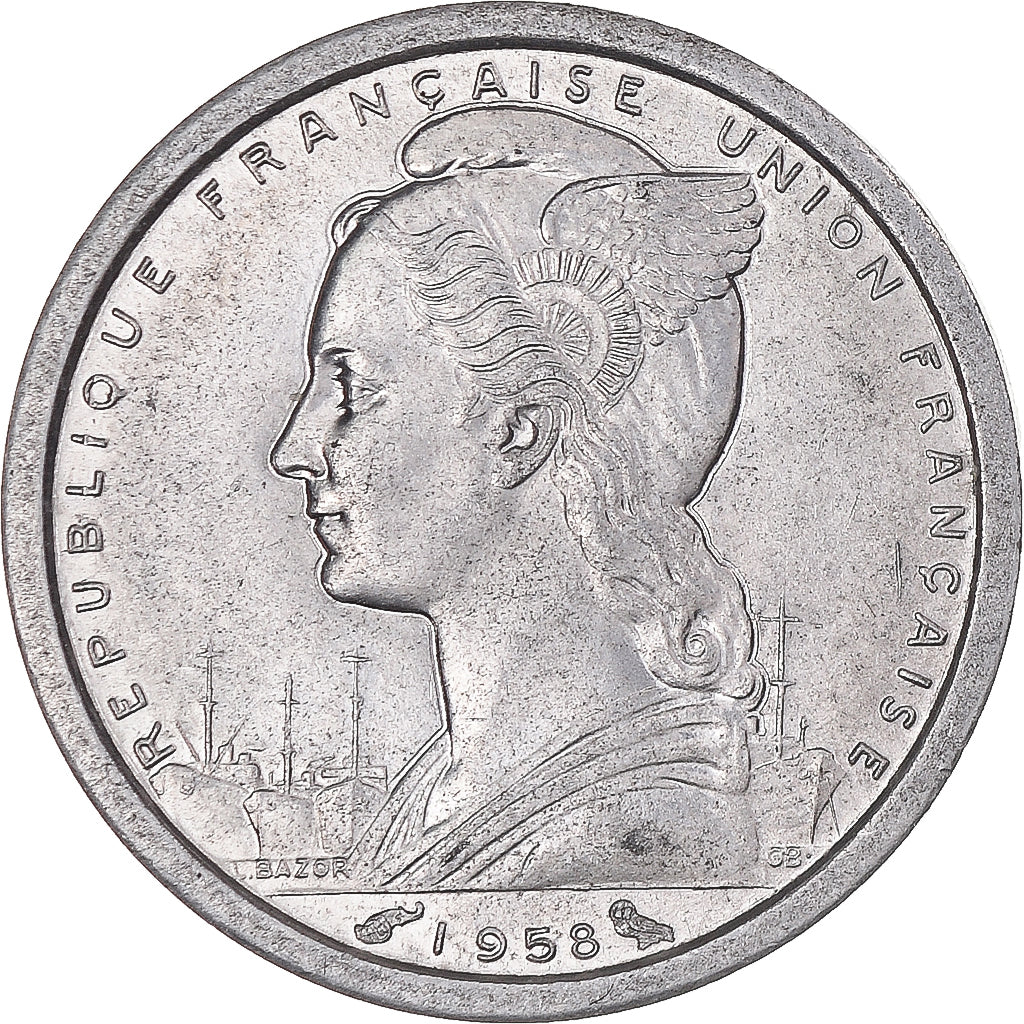 Coin, Madagascar, Franc, 1958, Paris, EF(40-45), Aluminum, KM:3