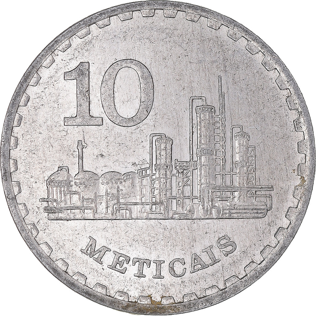 Munten, Mozambique, 10 Meticais, 1986, PR, Aluminium, KM:102a