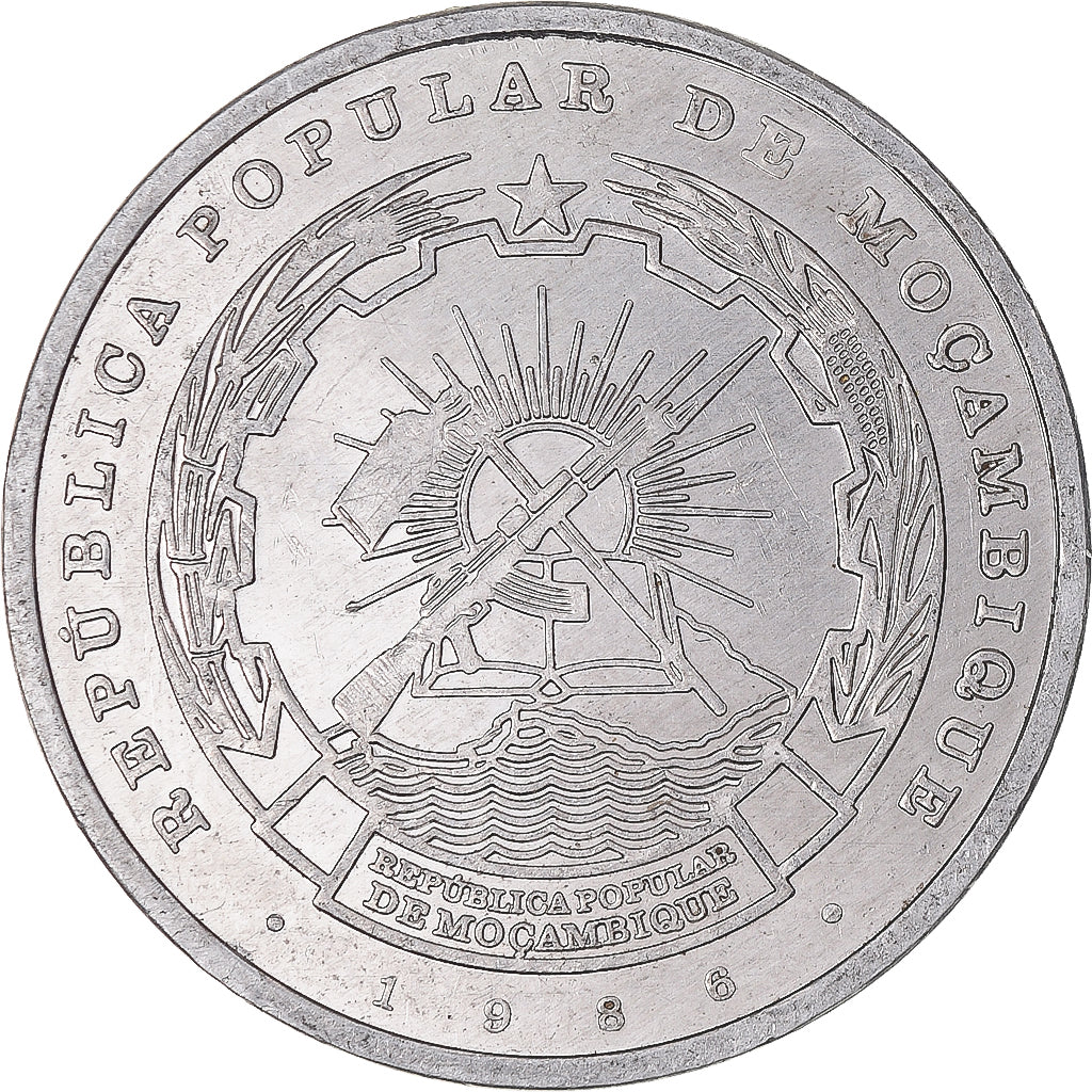 Coin, Mozambique, 20 Meticais, 1986, AU(55-58), Aluminum, KM:103a