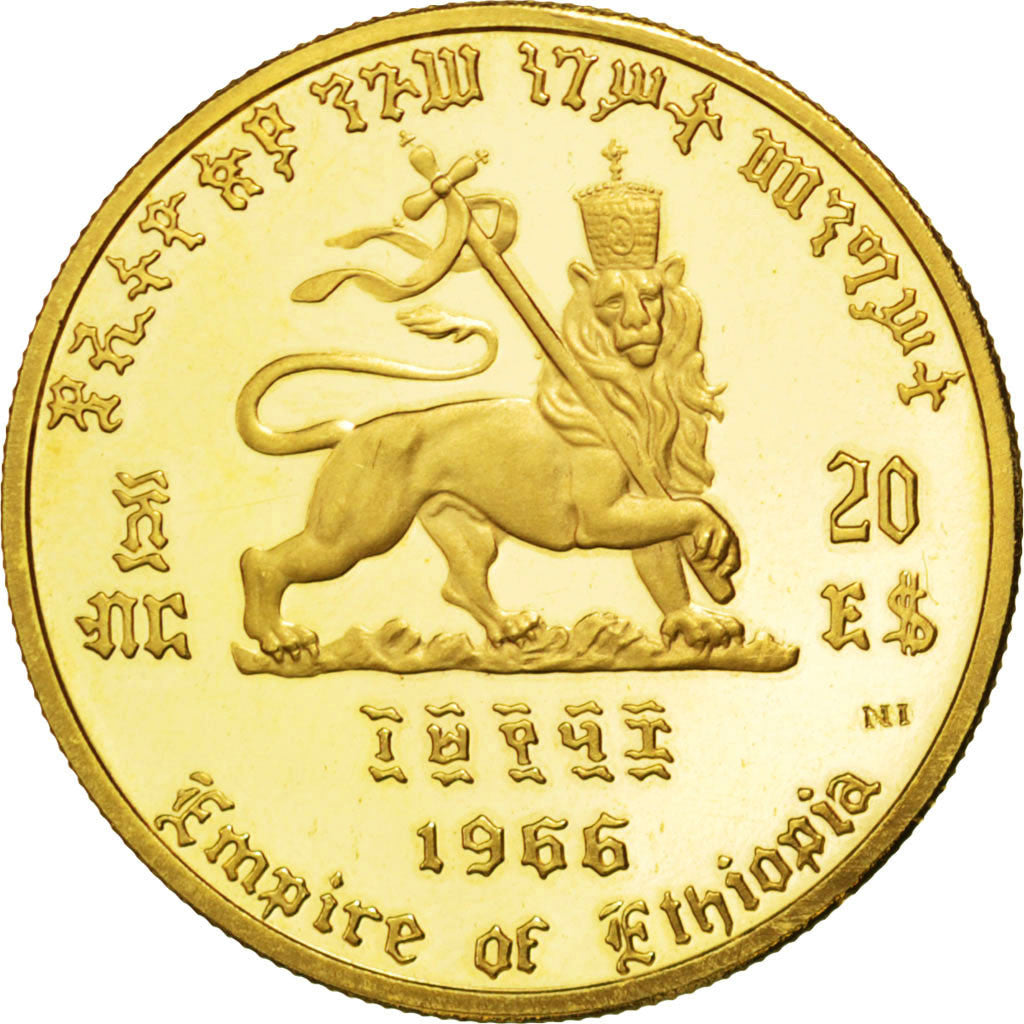 ETHIOPIA, 20 Dollars, 1966, KM #39, MS(63), Gold, 8.14