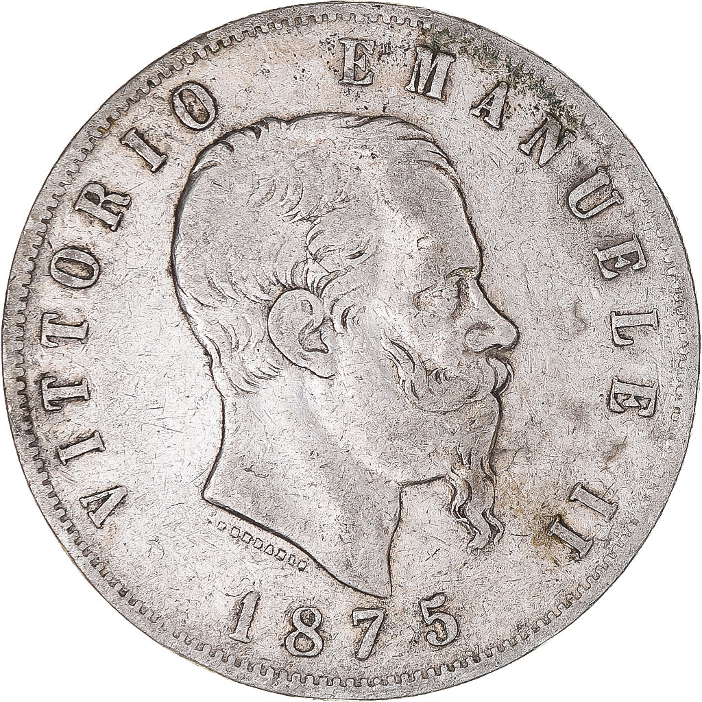 Coin, Italy, Vittorio Emanuele II, 5 Lire, 1875, Milan, EF(40-45), Silver
